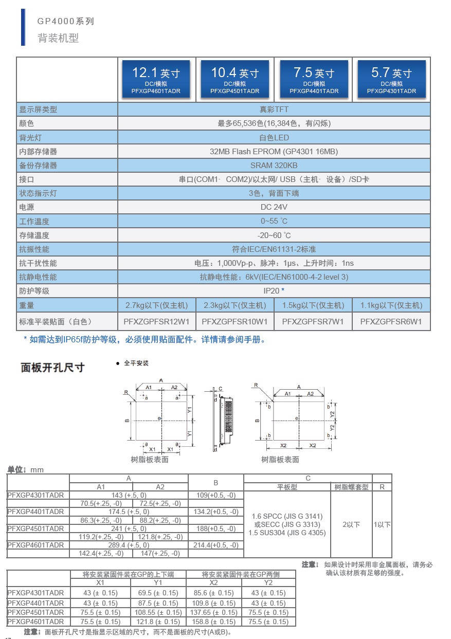 GP4000系列可编程触摸屏